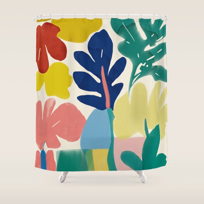 Vibrant bold playful plants Shower Curtain Gallery Image 1