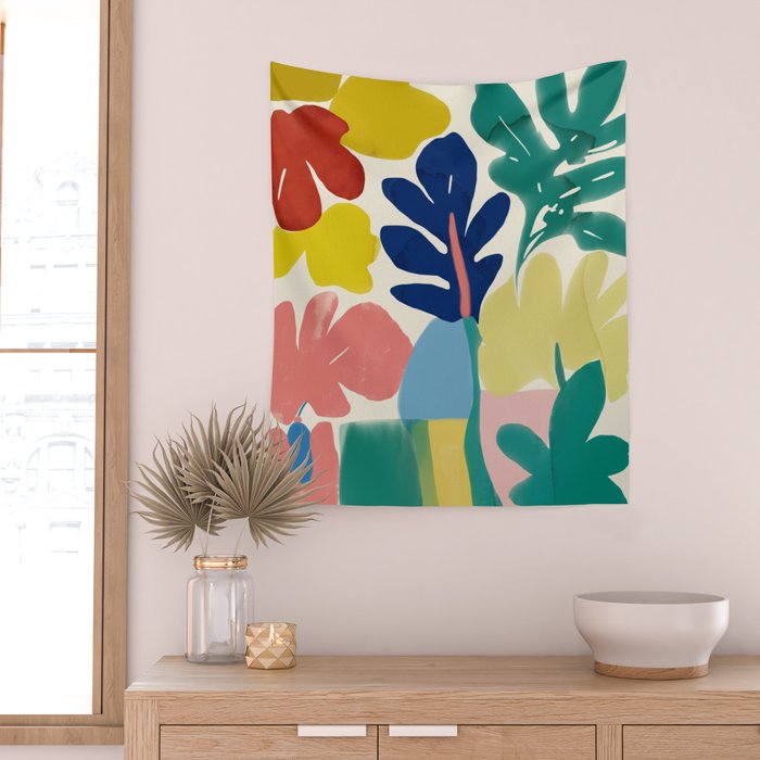 Vibrant bold playful plants Wall Tapestry Gallery Image 2