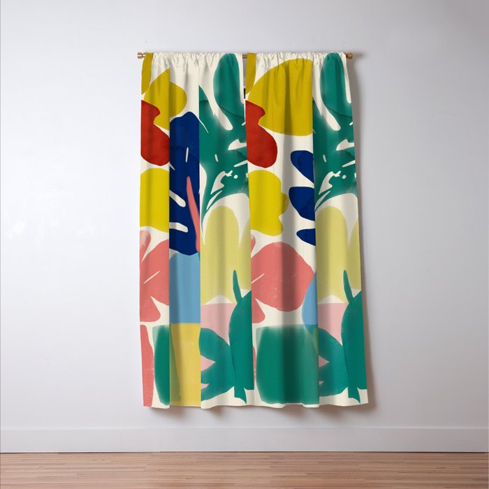 Vibrant bold playful plants Window Curtain Gallery Image 3