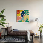 Vibrant bold playful plants Wood Wall Art Gallery Image 2