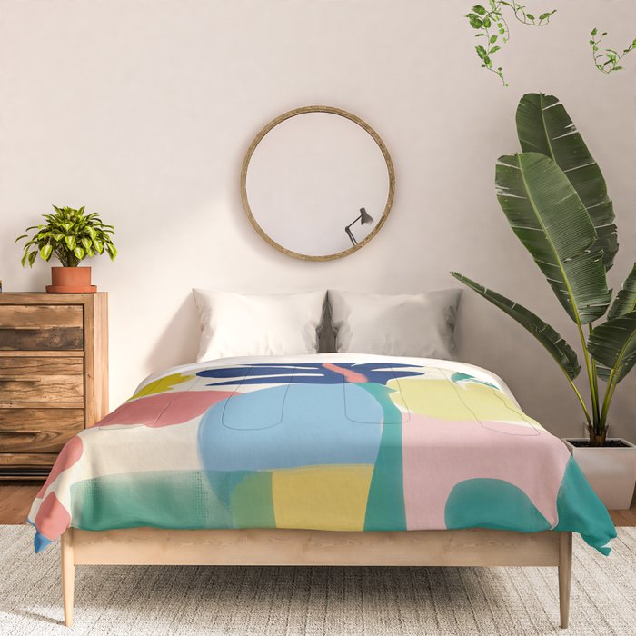 Vibrant bold playful plants Comforter Gallery Image 3