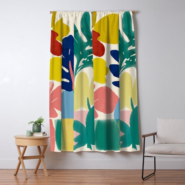 Vibrant bold playful plants Window Curtain Gallery Image 1