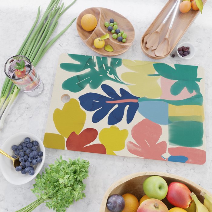 Vibrant bold playful plants Cutting Board Gallery Image 2