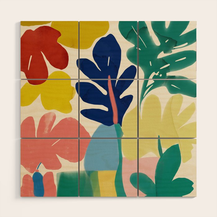 Vibrant bold playful plants Wood Wall Art Gallery Image 1