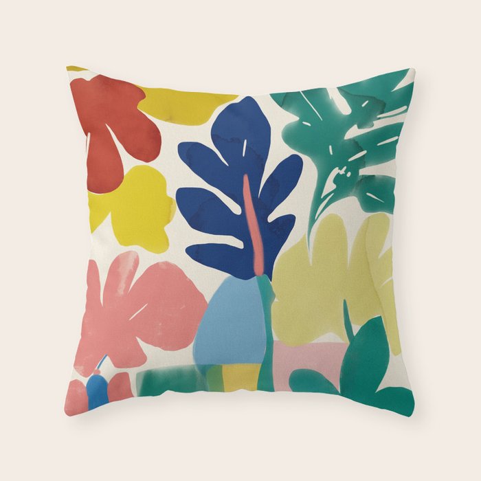 Vibrant bold playful plants Throw Pillow Gallery Image 1