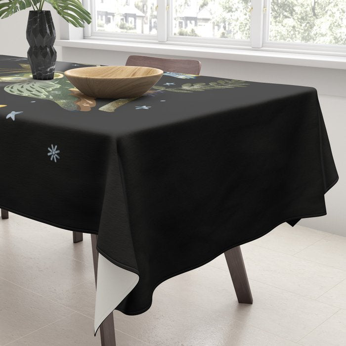Moonlit Owl and Fluttering Moths Tablecloth Gallery Image 3