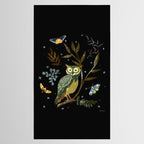 Moonlit Owl and Fluttering Moths Tablecloth Gallery Image 2