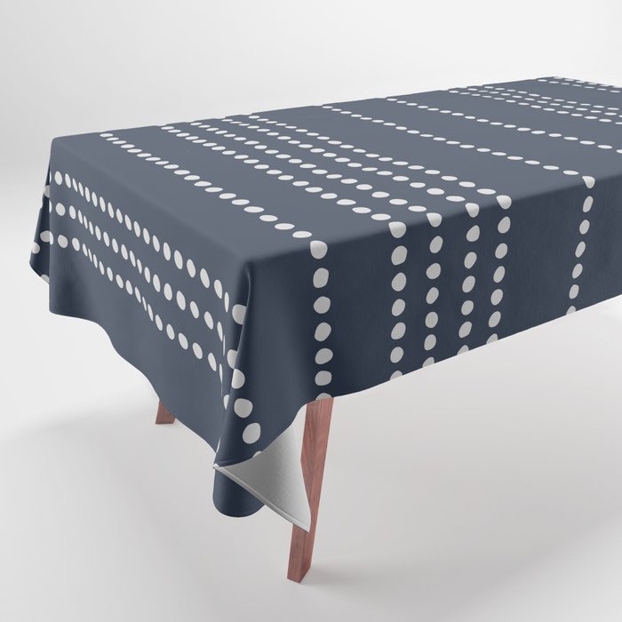 Ethnic Spotted Stripes in Blue Tablecloth Gallery Image 1
