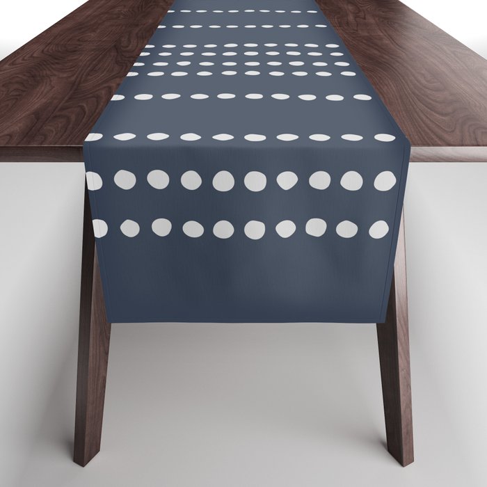 Ethnic Spotted Stripes in Blue Table Runner Gallery Image 1