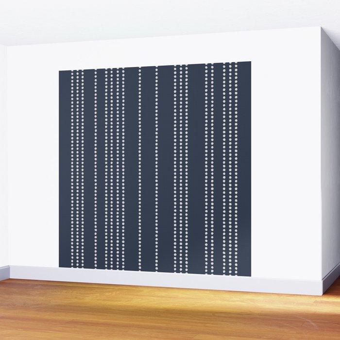 Ethnic Spotted Stripes in Blue Wall Mural Gallery Image 2
