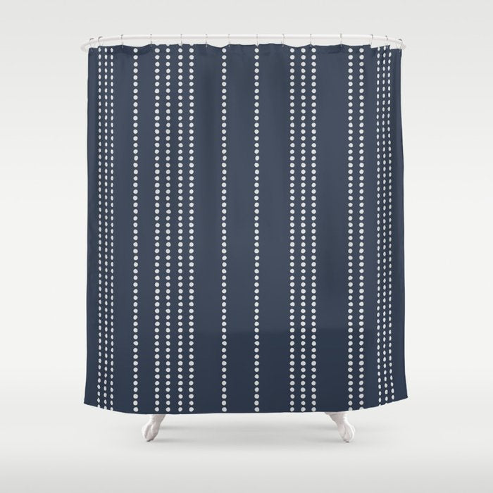 Ethnic Spotted Stripes in Blue Shower Curtain Gallery Image 1