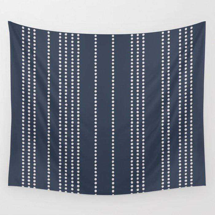 Ethnic Spotted Stripes in Blue Wall Tapestry Gallery Image 1