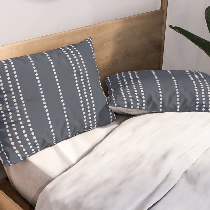 Ethnic Spotted Stripes in Blue Pillow Sham Gallery Image 2