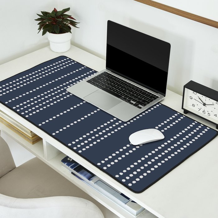 Ethnic Spotted Stripes in Blue Desk Mat Gallery Image 2