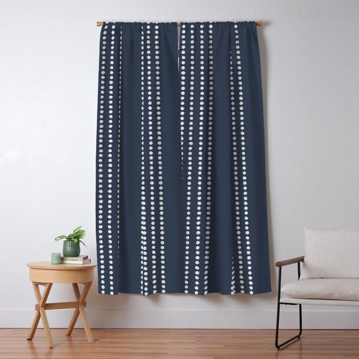 Ethnic Spotted Stripes in Blue Window Curtain Gallery Image 5