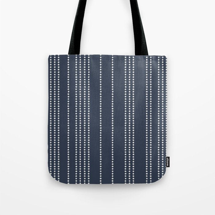 Ethnic Spotted Stripes in Blue Tote Bag Gallery Image 1