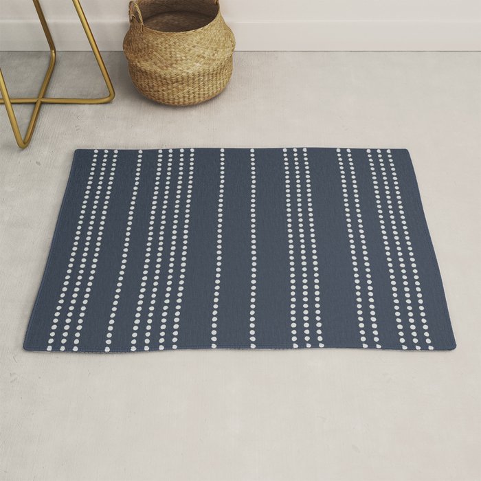 Ethnic Spotted Stripes in Blue Rug Gallery Image 1