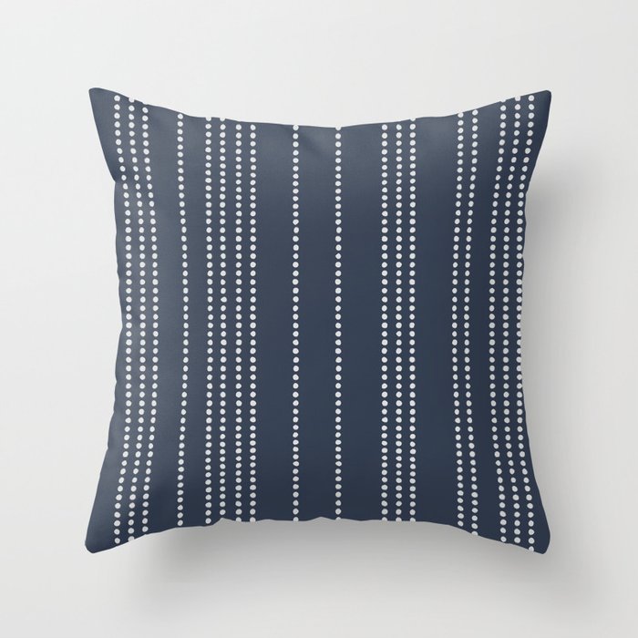 Ethnic Spotted Stripes in Blue Throw Pillow Gallery Image 1