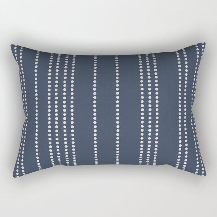 Ethnic Spotted Stripes in Blue Rectangular Pillow Gallery Image 1
