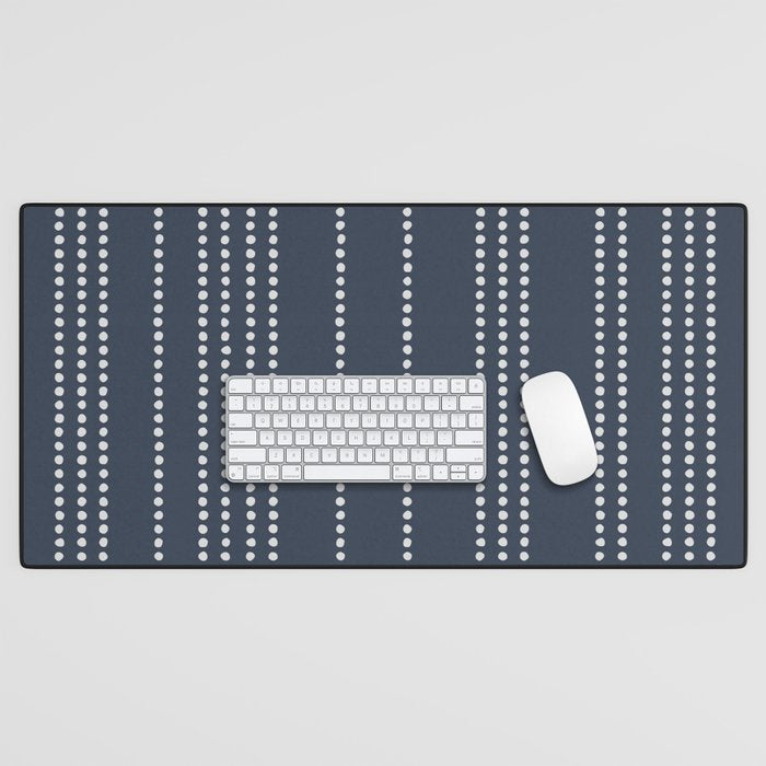 Ethnic Spotted Stripes in Blue Desk Mat Gallery Image 1