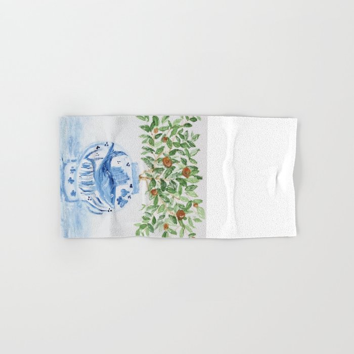 Blue and White Ginger Jar Orange Tree  Bath Towel Gallery Image 1