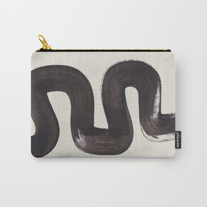 Black & White Minimalist Abstract Shapes Patterns Black Ink Painting Carry All Pouch Gallery Image 1
