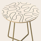 Squiggle Abstract Minimalist Modern Pattern in Black and Almond Cream Side Table Gallery Image 2