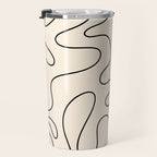 Squiggle Abstract Minimalist Modern Pattern in Black and Almond Cream Travel Mug Gallery Image 3