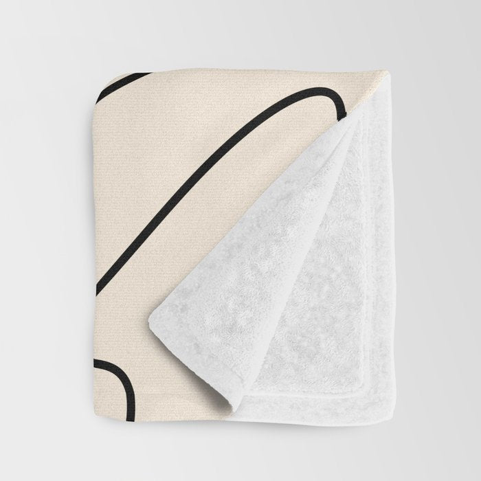 Squiggle Abstract Minimalist Modern Pattern in Black and Almond Cream Throw Blanket Gallery Image 3