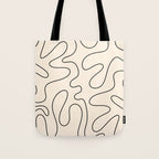 Squiggle Abstract Minimalist Modern Pattern in Black and Almond Cream Tote Bag Gallery Image 1