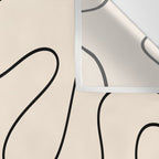 Squiggle Abstract Minimalist Modern Pattern in Black and Almond Cream Wall Tapestry Gallery Image 3