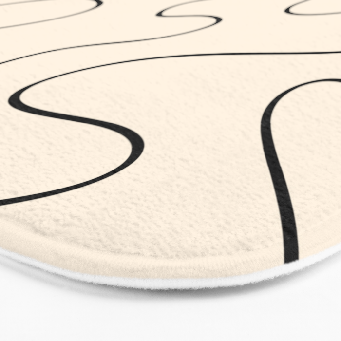 Squiggle Abstract Minimalist Modern Pattern in Black and Almond Cream Bath Mat Gallery Image 3
