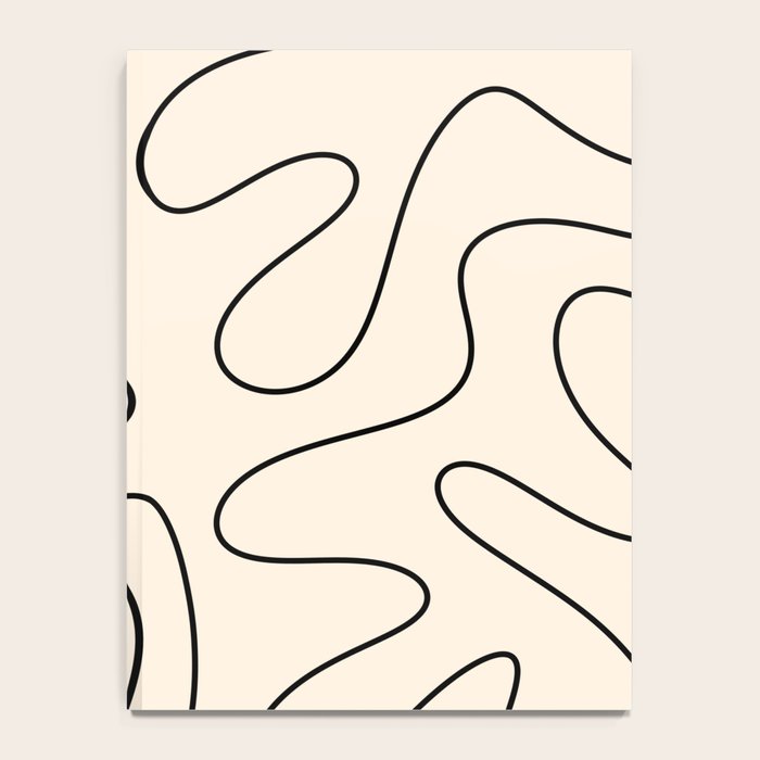 Squiggle Abstract Minimalist Modern Pattern in Black and Almond Cream Notebook Gallery Image 4