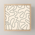 Squiggle Abstract Minimalist Modern Pattern in Black and Almond Cream Mini Art Print Gallery Image 1
