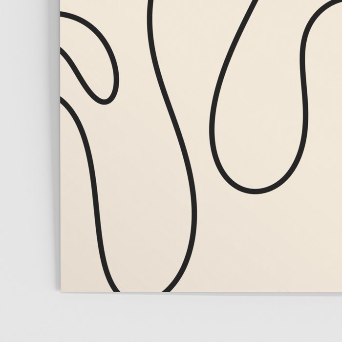 Squiggle Abstract Minimalist Modern Pattern in Black and Almond Cream Poster Gallery Image 3