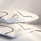 Squiggle Abstract Minimalist Modern Pattern in Black and Almond Cream Pillow Sham Gallery Image 3