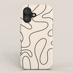 Squiggle Abstract Minimalist Modern Pattern in Black and Almond Cream iPhone Case Gallery Image 1