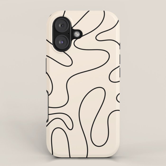 Squiggle Abstract Minimalist Modern Pattern in Black and Almond Cream iPhone Case Gallery Image 1