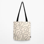 Squiggle Abstract Minimalist Modern Pattern in Black and Almond Cream Tote Bag Gallery Image 2