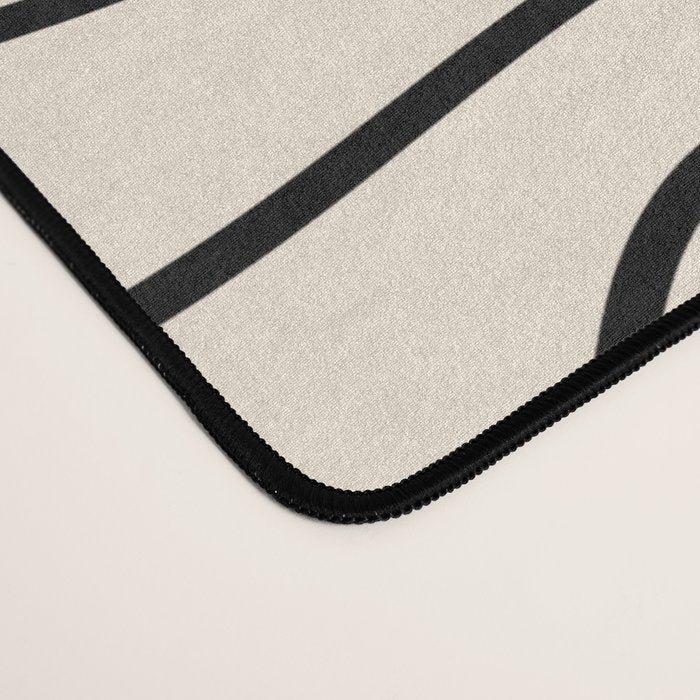 Squiggle Abstract Minimalist Modern Pattern in Black and Almond Cream Desk Mat Gallery Image 4