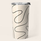 Squiggle Abstract Minimalist Modern Pattern in Black and Almond Cream Travel Mug Gallery Image 2