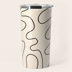 Squiggle Abstract Minimalist Modern Pattern in Black and Almond Cream Travel Mug Gallery Image 1
