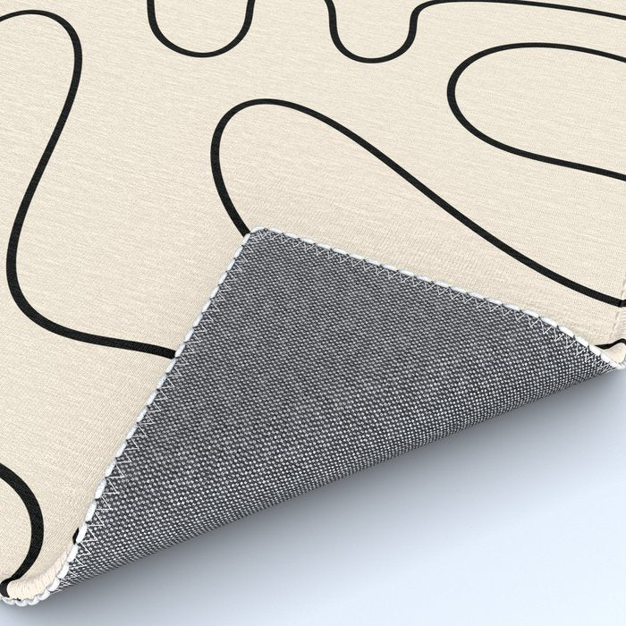 Squiggle Abstract Minimalist Modern Pattern in Black and Almond Cream Rug Gallery Image 4