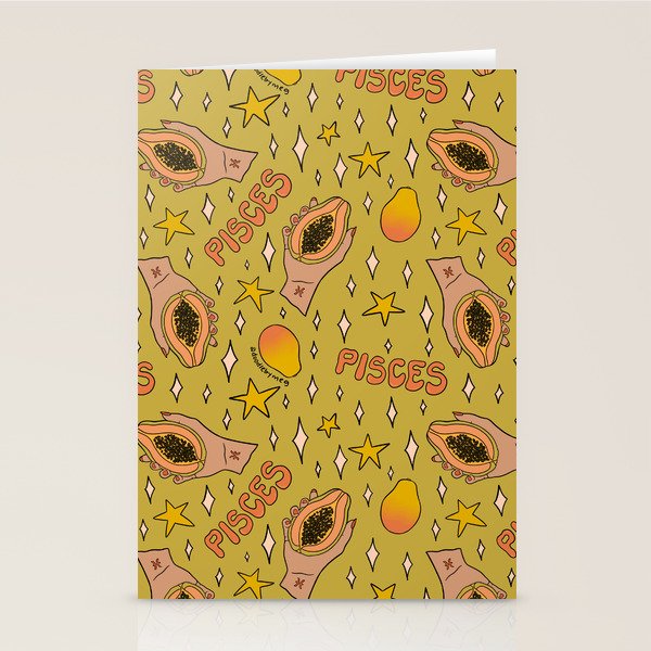 Pisces Papaya Print Stationery Card Gallery Image 1