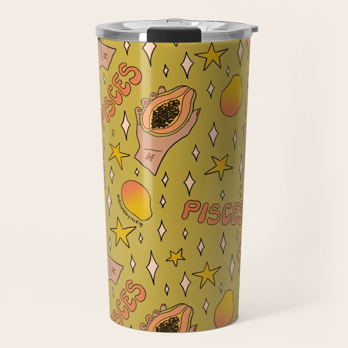 Pisces Papaya Print Travel Mug Gallery Image 1