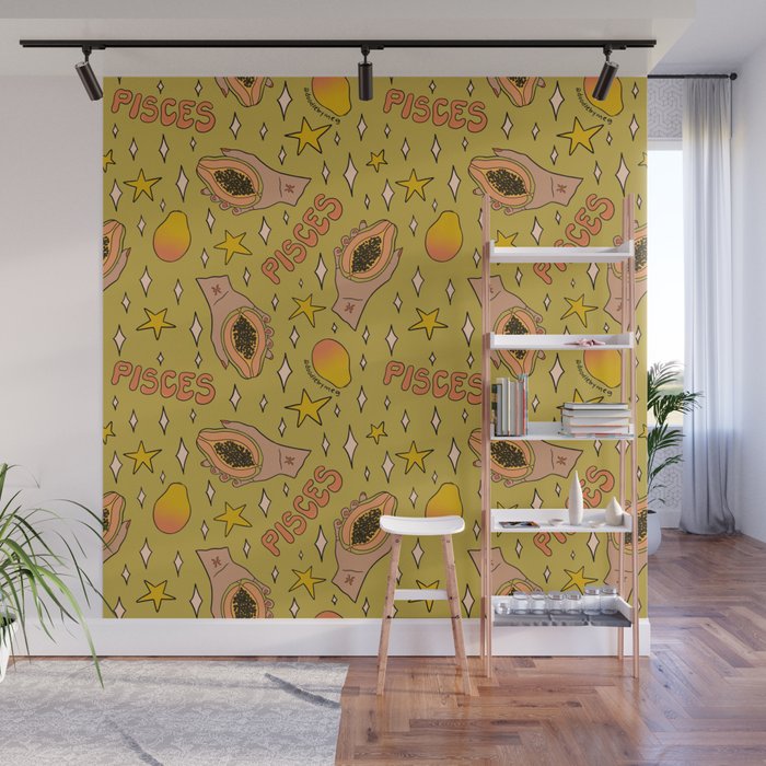 Pisces Papaya Print Wall Mural Gallery Image 1