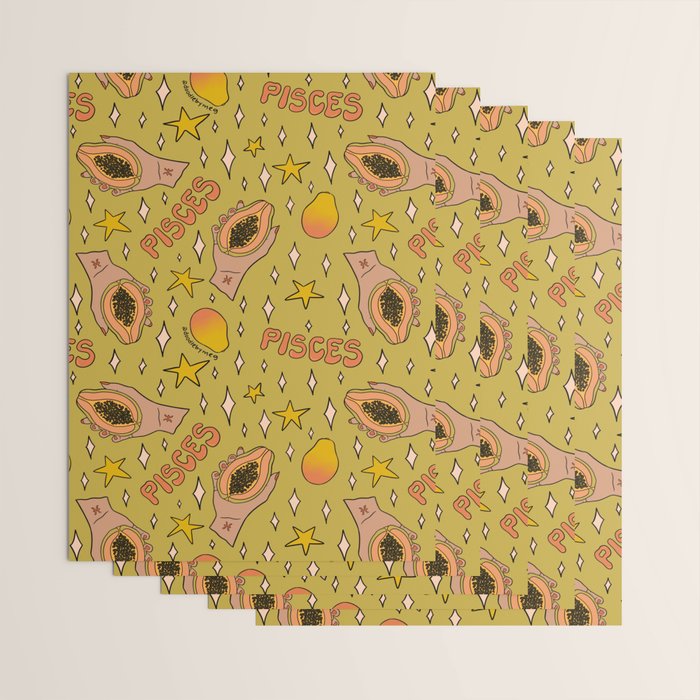Pisces Papaya Print Wrapping Paper Gallery Image 3