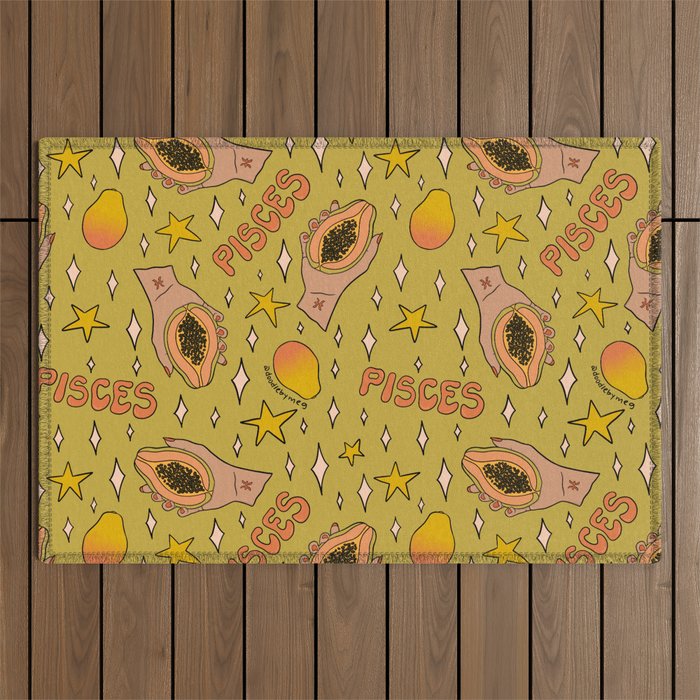 Pisces Papaya Print Outdoor Rug Gallery Image 1