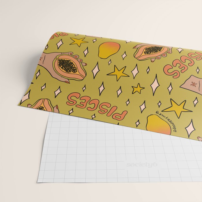 Pisces Papaya Print Wrapping Paper Gallery Image 2