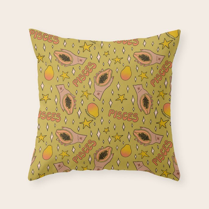 Pisces Papaya Print Throw Pillow Gallery Image 6